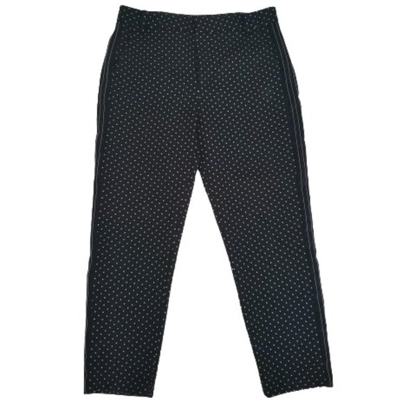 ZARA Basic Women's Polka Dot Striped Sides Flat Front Black Crop Pants Size XS - Picture 2 of 12